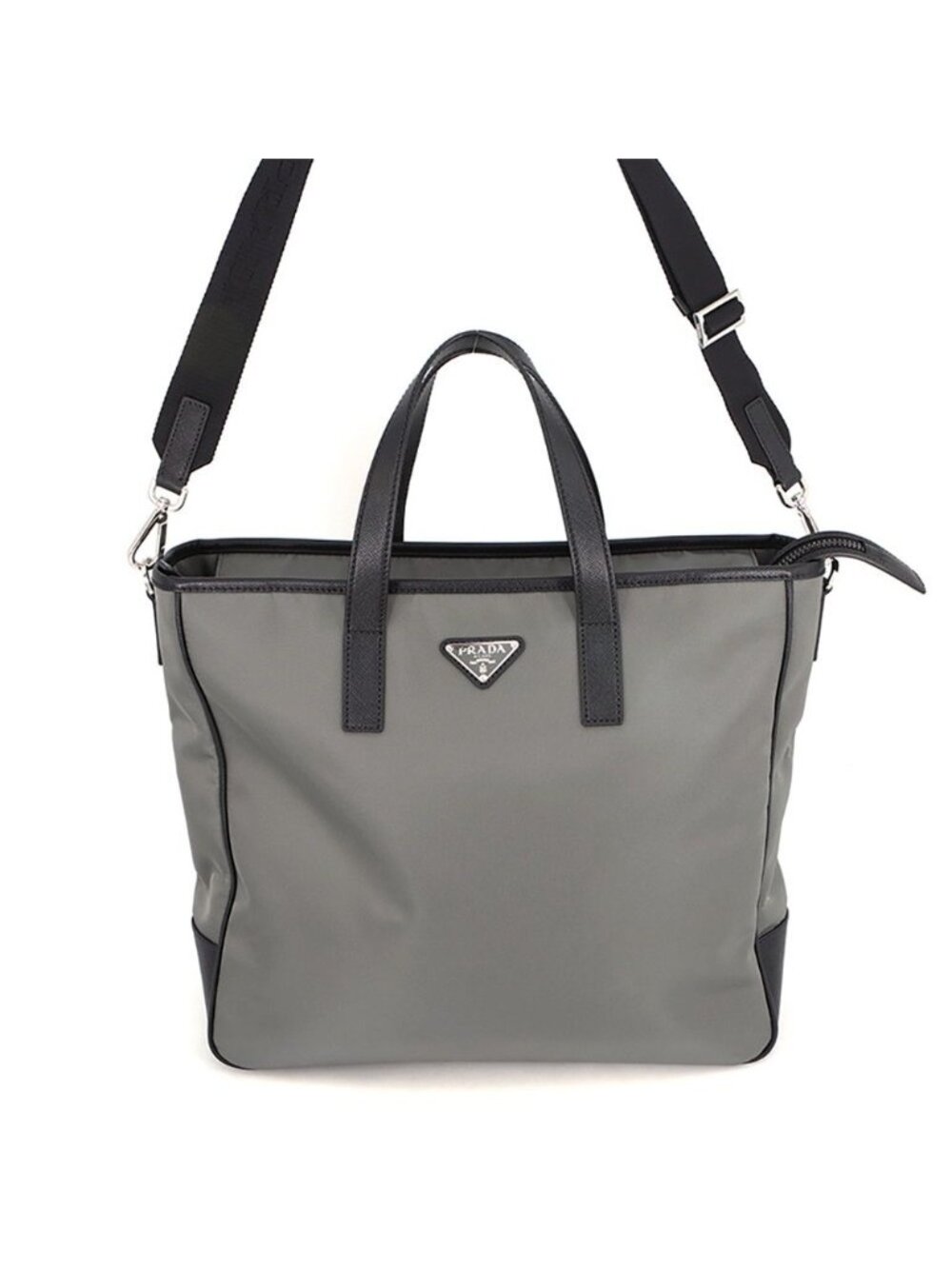 Prada Tote Bag Triangle Logo Tessuto Saffiano Re-Nylon Black